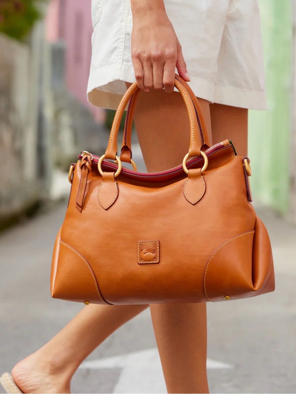 Dooney Bourke NWT Classic Natural Leather Satchel Handbag